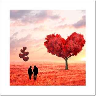 Valentine Wall Art - Picture of love - Unique Valentine Fantasy Planet Landsape - Photo print, canvas, artboard print, Canvas Print and T shirt Posters and Art